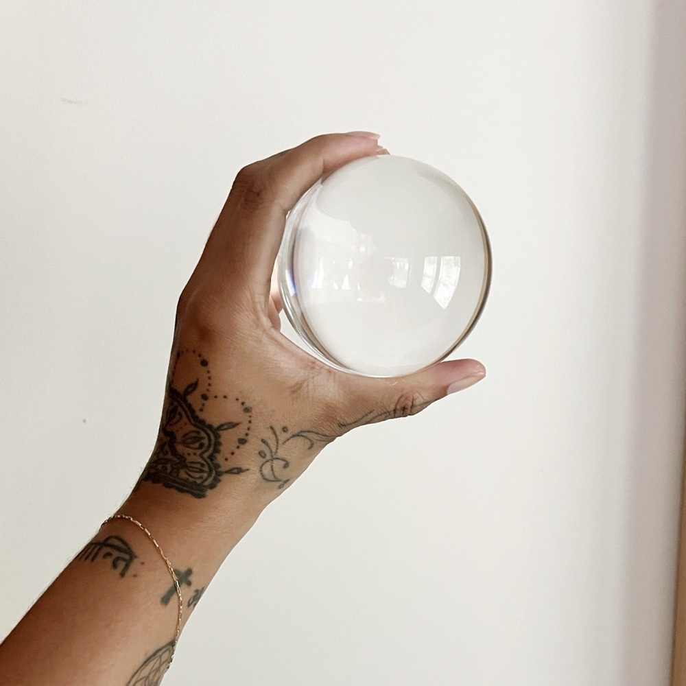Clear Crystal Ball Sphere on Stand